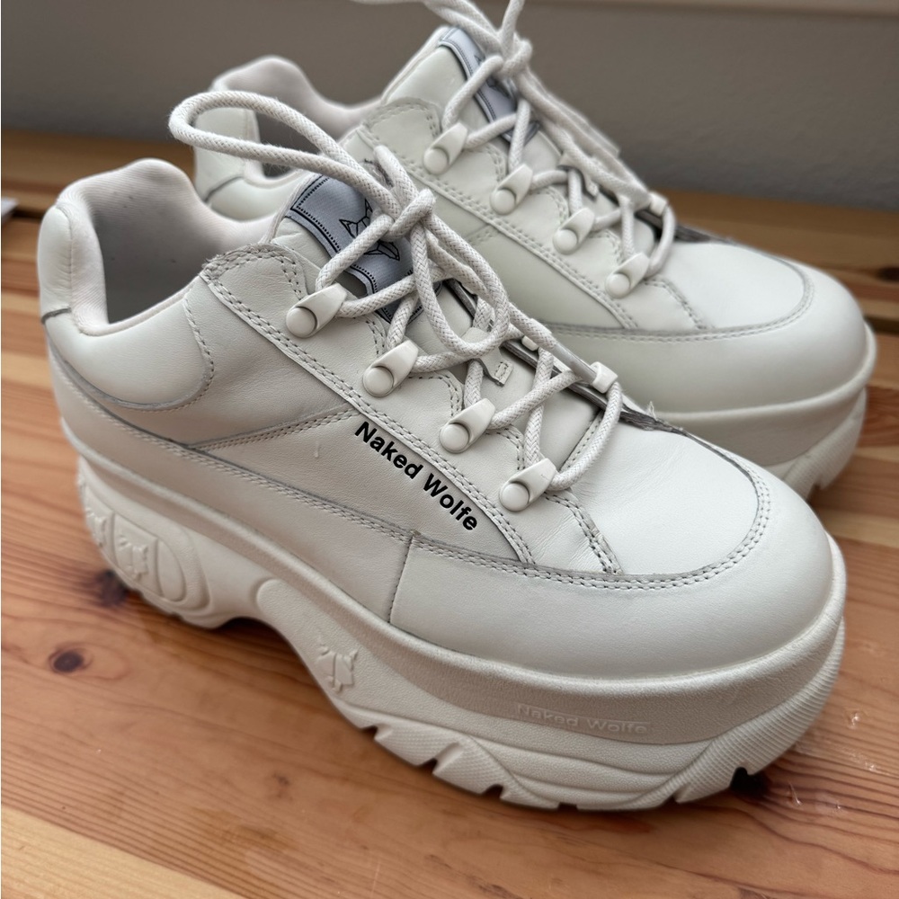 Naked Wolfe Chunky White Platform Sneakers